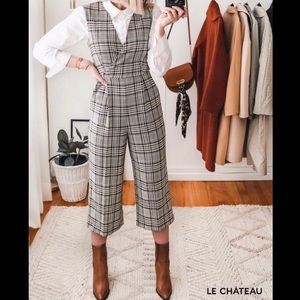 🍁 BNWOT Check Print Viscose Blend Jumpsuit MADE IN CANADA 🍁 | LE CHÂTEAU 🇨🇦